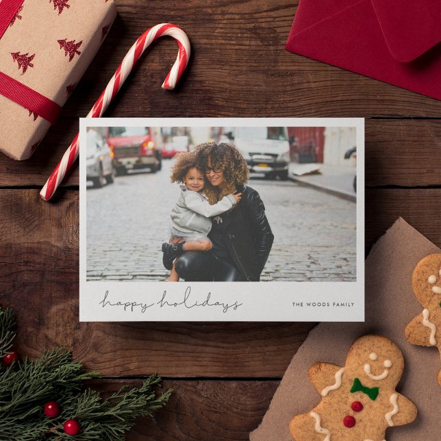 Happy Holidays Handwritten Modern Photo Holiday Card (Creator Uploaded)
