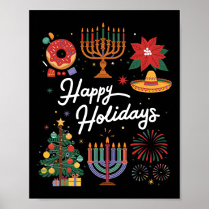 Happy Holidays Hanukkah Feliz Navidad Christmas Kw Poster