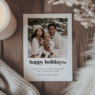 Happy Holidays Heart Photo Holiday Card