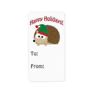 Happy Holidays! Hedgehog Gift tag