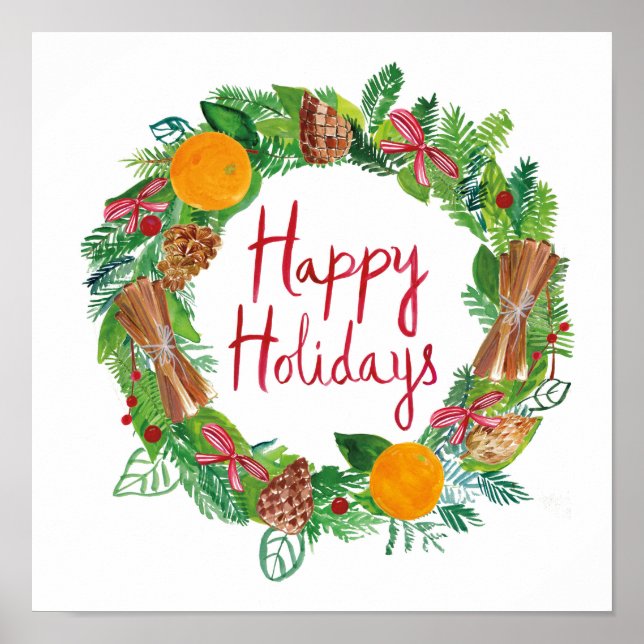 Happy Holidays | Holiday Wreath Poster (Front)
