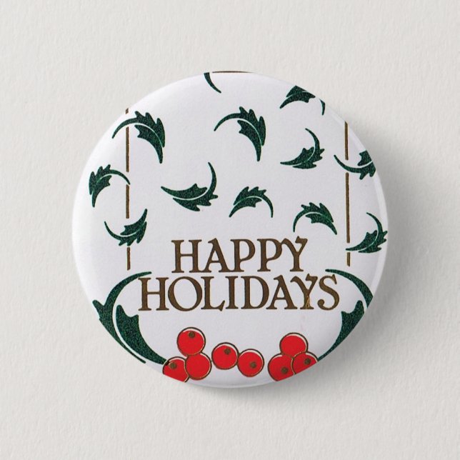 Happy Holidays Holly 6 Cm Round Badge (Front)