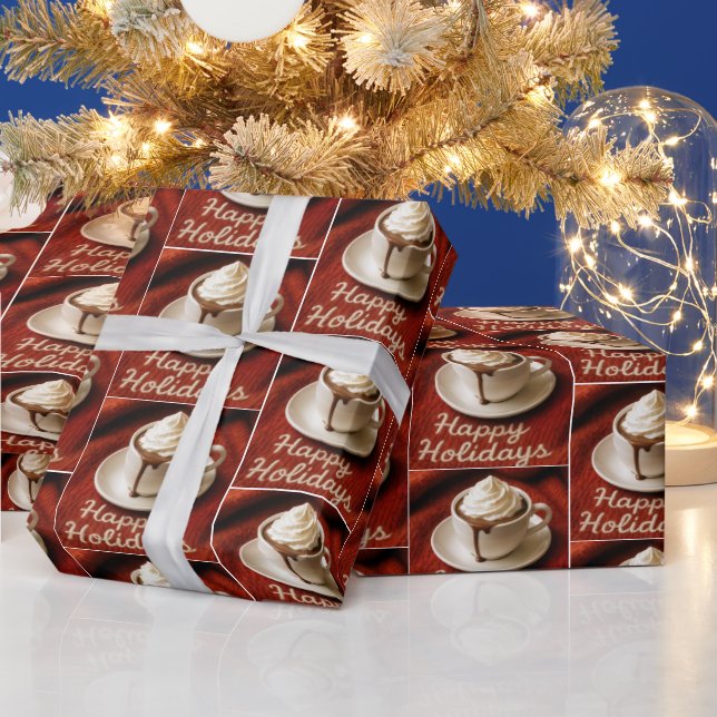 Happy Holidays Hot Cocoa On a Blanket Wrapping Paper (Holidays)