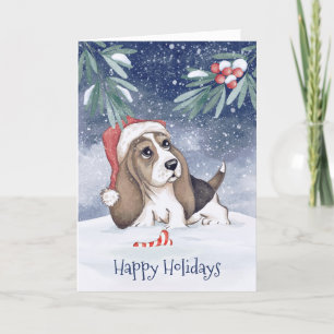 Happy Holidays Hound Dog Holiday  Card
