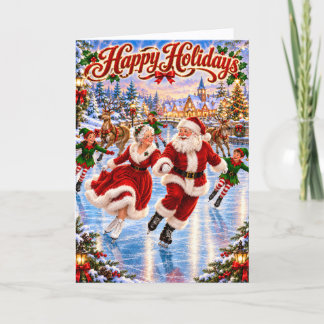 Happy Holidays Ice Skating Christmas Card