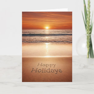Happy Holidays In Beach Sand Card