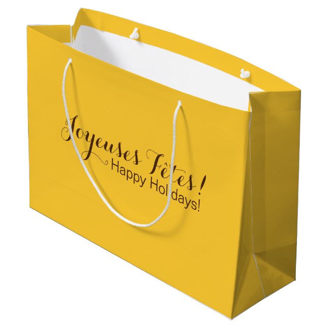 Happy Holidays in French Gift Bag (Back Angled)