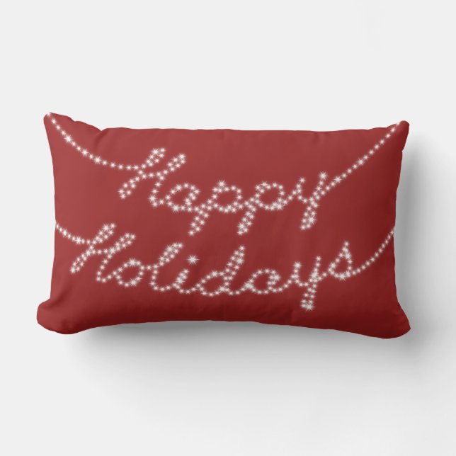 Happy Holidays in Twinkle Lights Lumbar Pillow (Front)