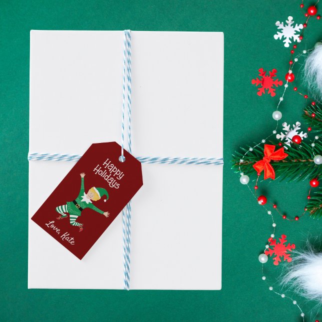 Happy Holidays Jolly Elf Christmas Gift Tag (Creator Uploaded)