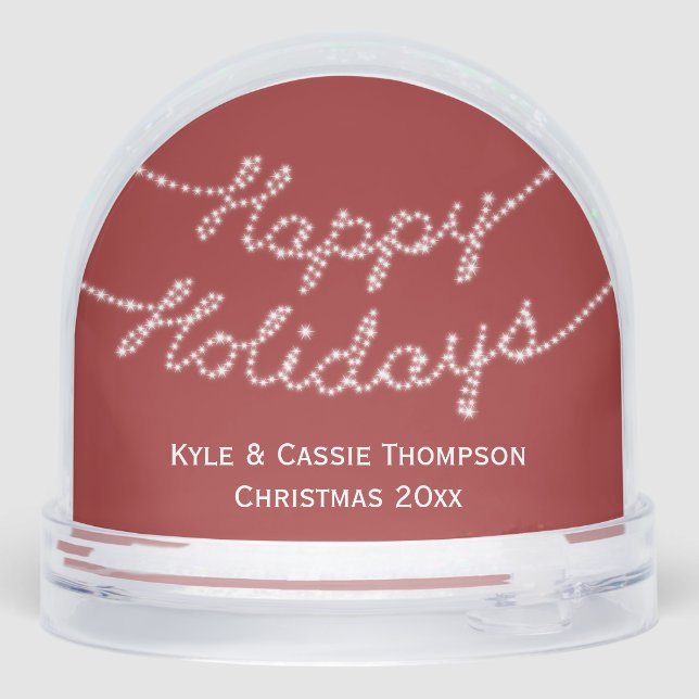 Happy Holidays Just Married Photo Snowglobe (Back)