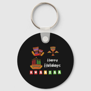 Happy Holidays Kwanzaa Hanukkah For Men Women Kids Key Ring