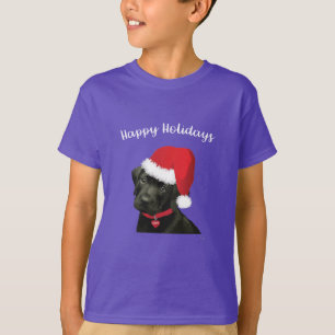 Happy Holidays Labrador Dog Santa Hat Cute T-Shirt