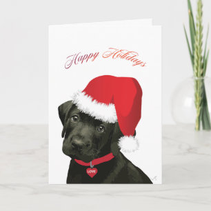 Happy Holidays Labrador Dog with Santa Hat Holiday Card
