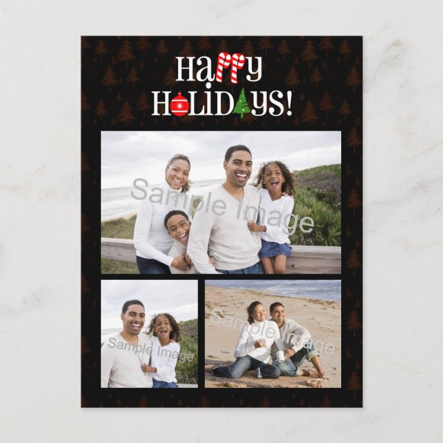 Happy Holidays Letter Icons Holiday Postcard (Front)