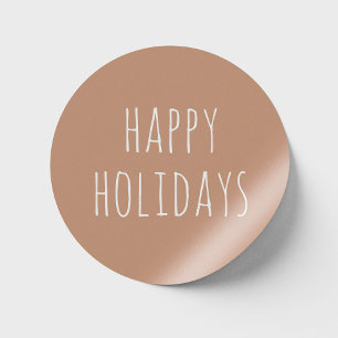 Happy Holidays   Light Terracotta Cute Christmas Classic Round Sticker