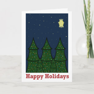 Happy Holidays Lit Fir Trees Card