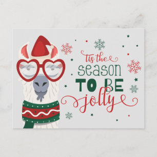 Happy Holidays Lllama   Tis the Season to Be Jolly Postcard