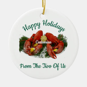 Happy Holidays Lobster Dinner Thunder_Cove Ceramic Tree Decoration