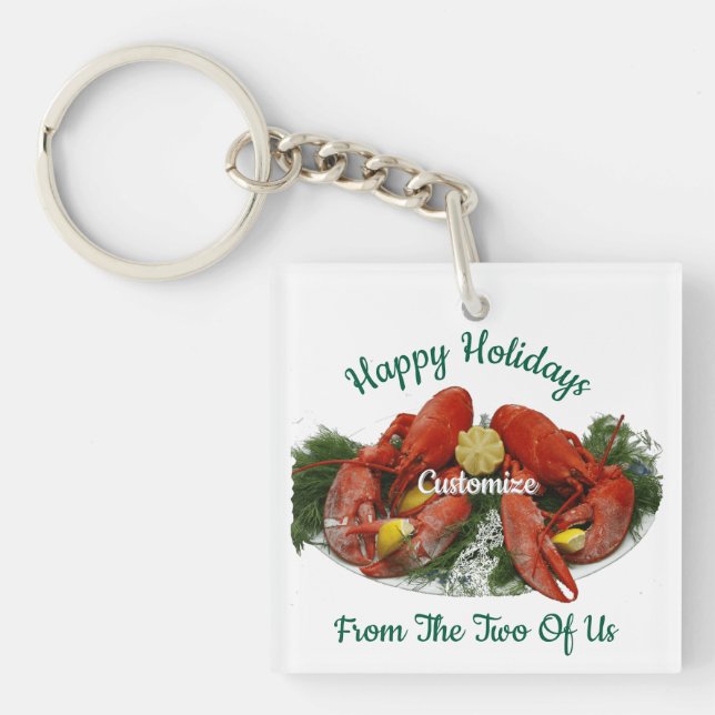 Happy Holidays Lobster Dinner Thunder_Cove Key Ring (Front)