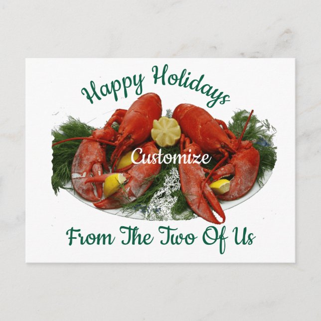 Happy Holidays Lobster Dinner Thunder_Cove Postcard (Front)