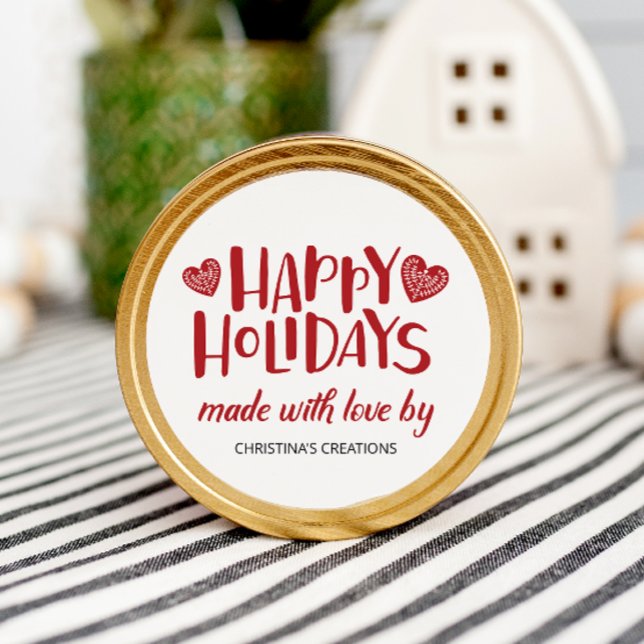 Happy Holidays Made with Love Classic Round Sticker (Creator Uploaded)