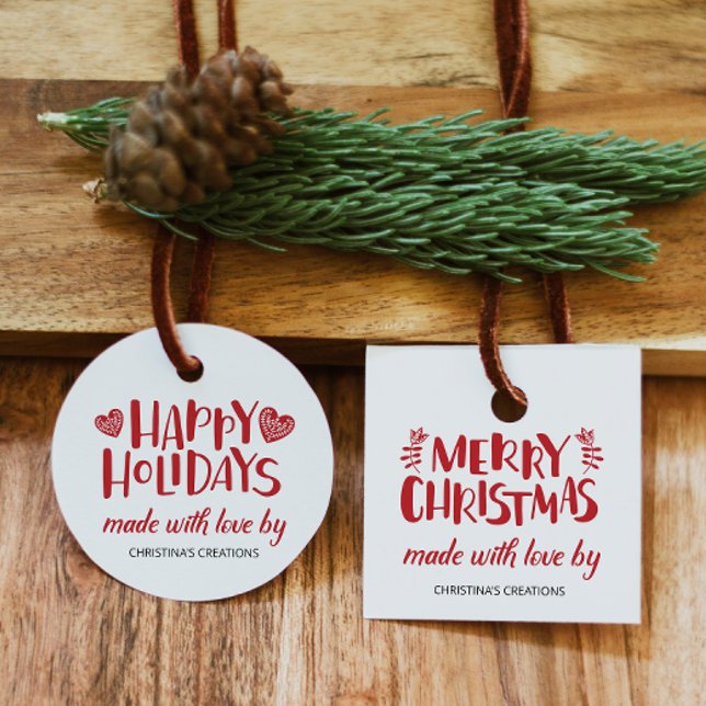 Happy Holidays Made with Love Square Tag (Creator Uploaded)