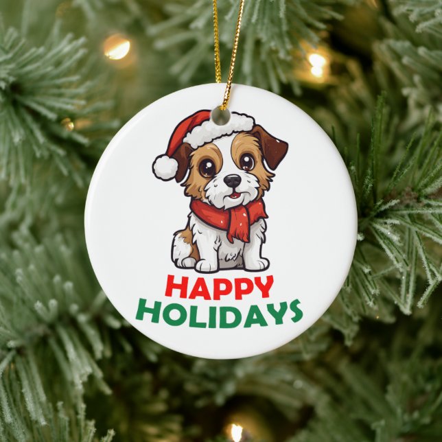 Happy Holidays Magic Dog Ceramic Tree Decoration (Tree)