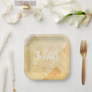 Happy Holidays Marbled Paper Plate