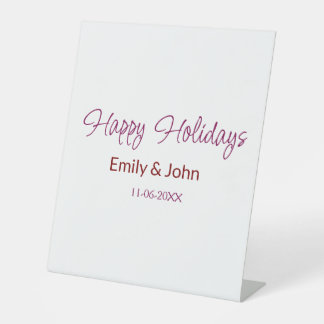 happy holidays maron name date winter christmas bo pedestal sign