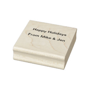 Happy holidays merry Christmas add name from with Rubber Stamp