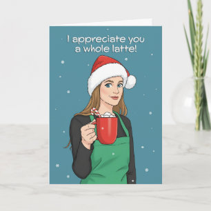 Happy Holidays Merry Christmas Barista Woman Holiday Card