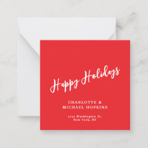 Happy Holidays Merry Christmas Bright Red Family Card