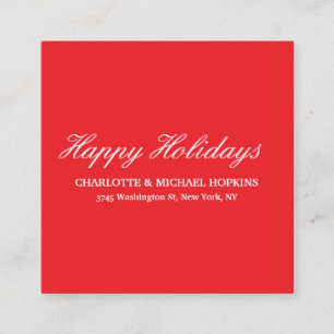 Happy Holidays Merry Christmas Bright Red Family Enclosure Card