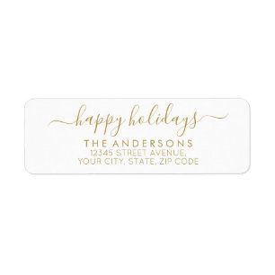 Happy Holidays Merry Christmas Elegant Gold Script
