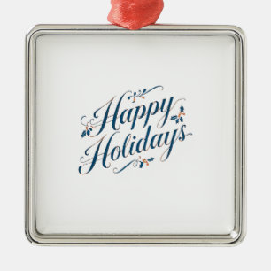 Happy Holidays Merry Christmas Family New Year Metal Tree Decoration