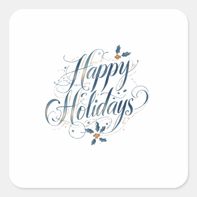 Happy Holidays Merry Christmas Family New Year Square Sticker (Front)
