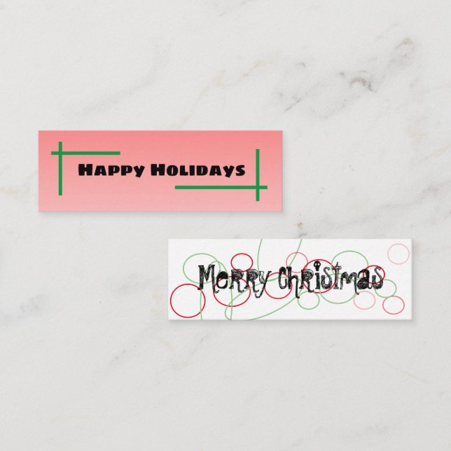 Happy Holidays/Merry Christmas Mini Business Card (Front/Back)