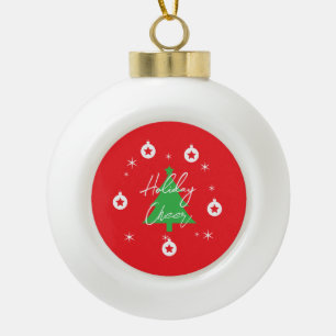 Happy Holidays Merry Christmas New Year Ceramic Ball Christmas Ornament