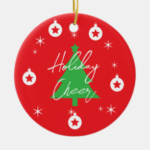 Happy Holidays Merry Christmas New Year Ceramic Tree Decoration