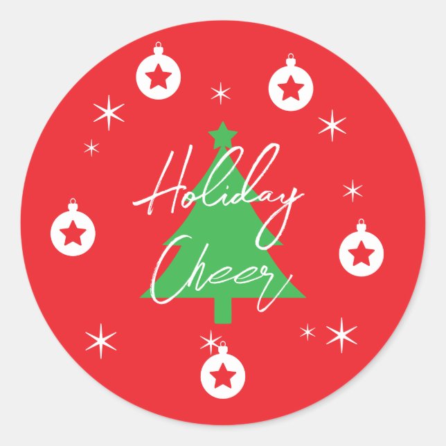 Happy Holidays Merry Christmas New Year Classic Round Sticker (Front)