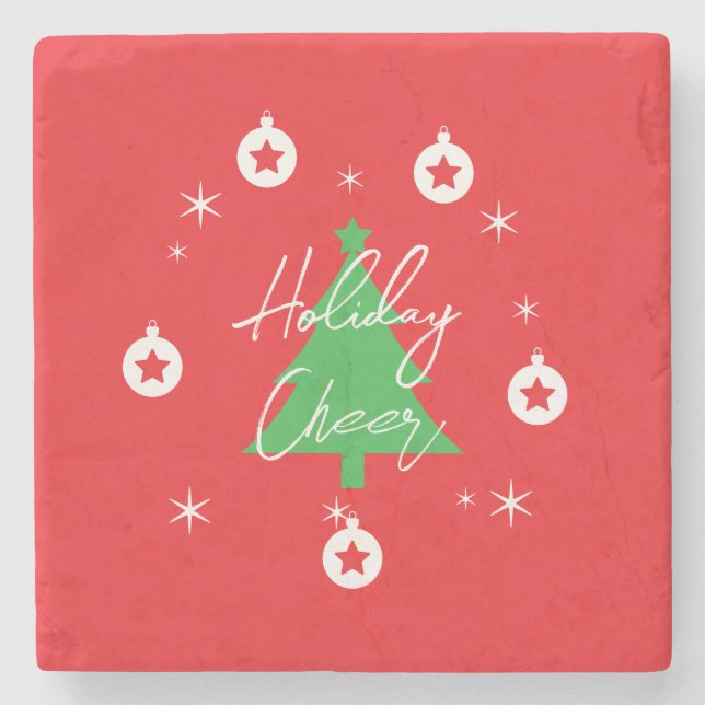 Happy Holidays Merry Christmas New Year Stone Coaster (Front)