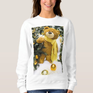 Happy Holidays Merry Christmas Snow Teddy Bear Sweatshirt