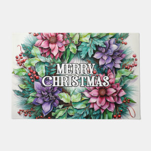 Happy Holidays   Merry Christmas Wreath Doormat
