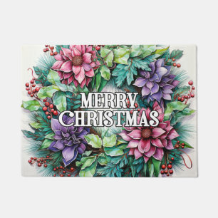Happy Holidays   Merry Christmas Wreath Doormat