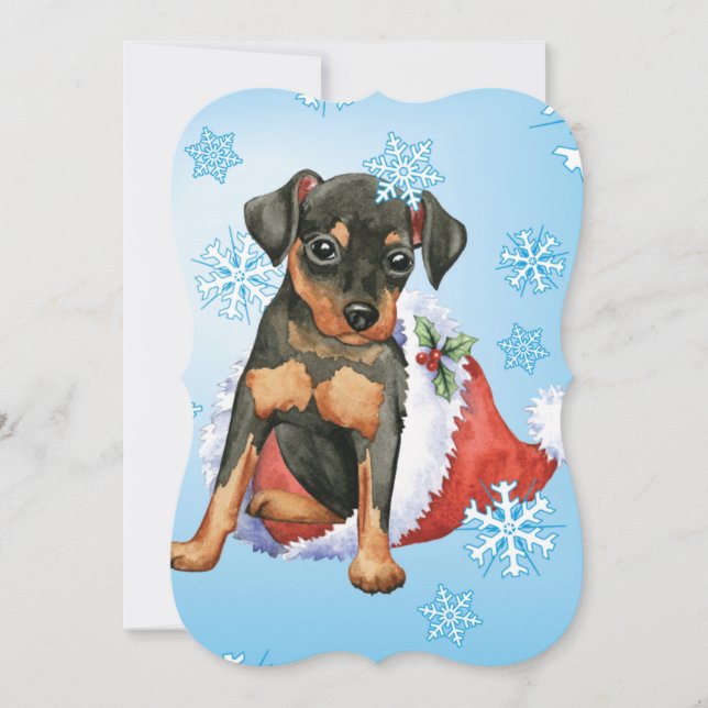 Happy Holidays Min Pin Holiday Card (Front)