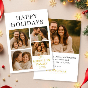 Happy Holidays Minimal Luxury Photo Holiday Card