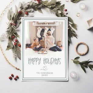 Happy Holidays Minimalist Christmas Card Gold