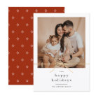 Happy Holidays Minimalist Gold Bow Christmas Photo