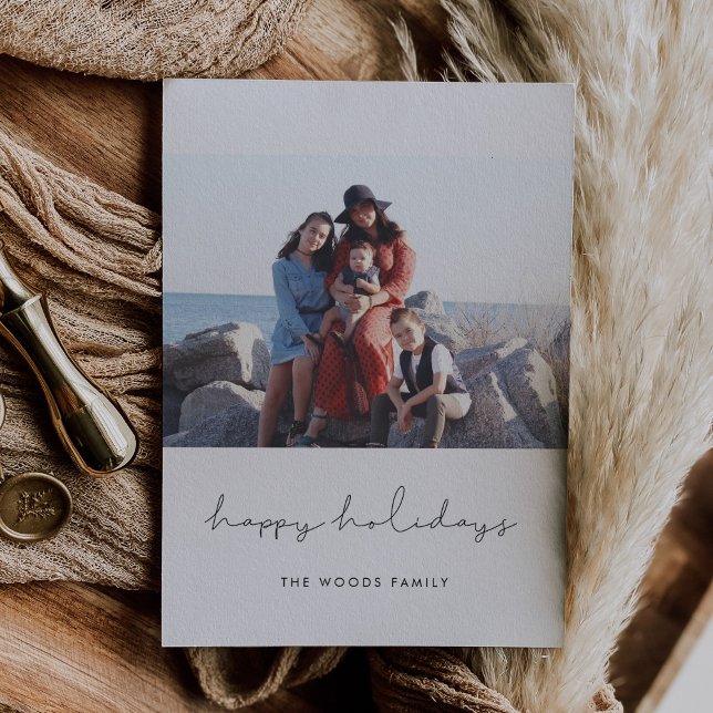 Happy Holidays Minimalist Script Photo Holiday Card (Creator Uploaded)