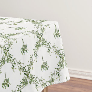 Happy Holidays Mistletoe Christmas Floral Tablecloth